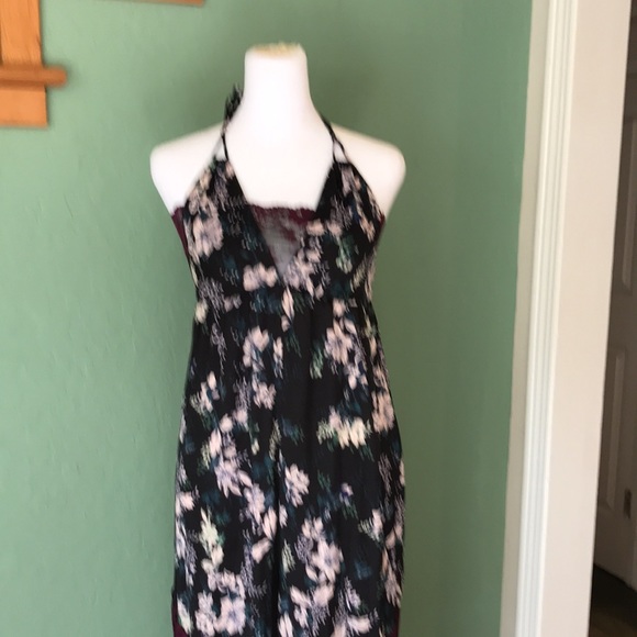 Free people beautiful purple and black lace satin jumpsuit - Picture 2 of 7